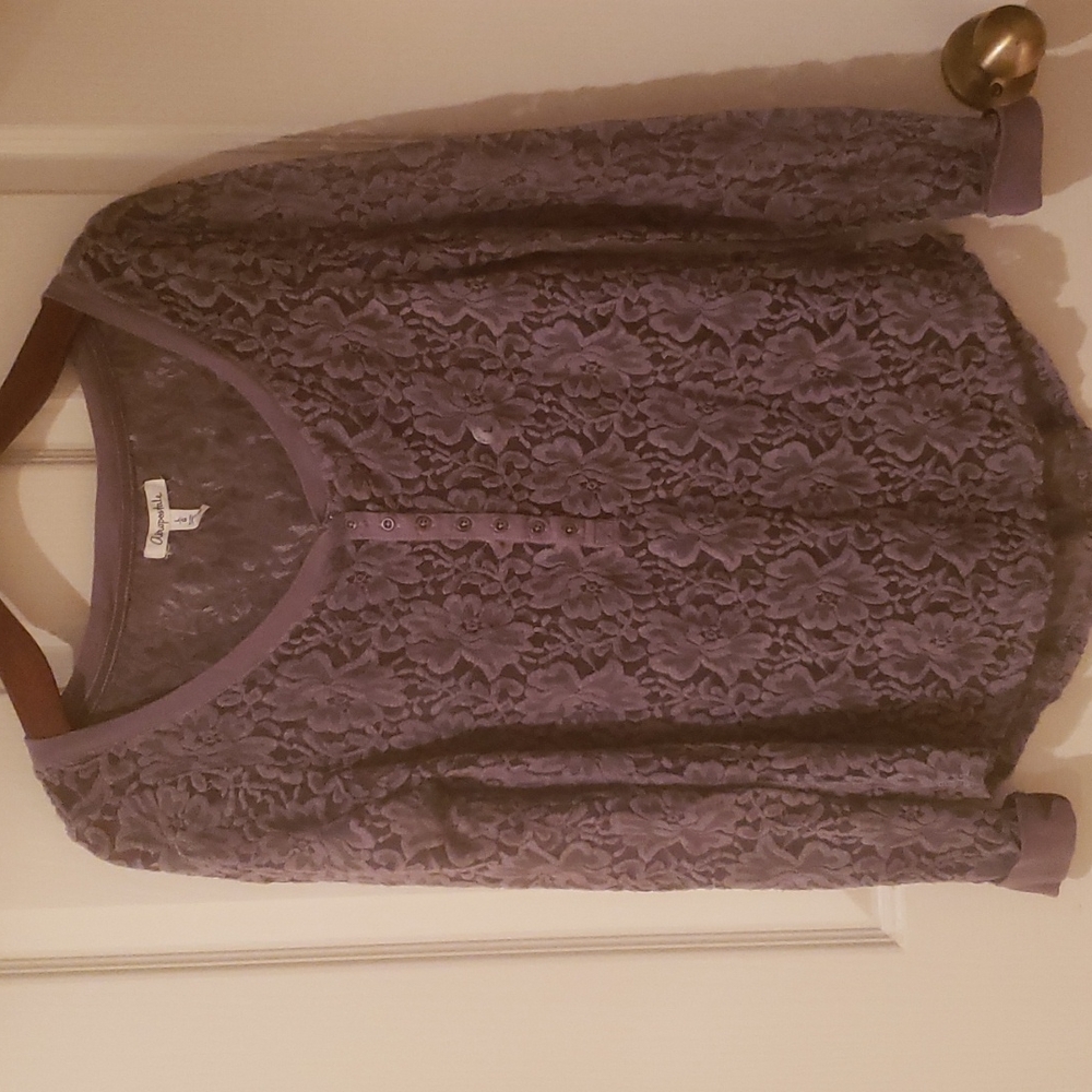 Aeropostale Grey Lace Long Sleeve Henley Sz Large